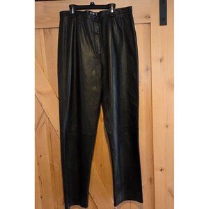 MIXIT Womens 16 Tall Black Classic Leather Flat Front Straight Leg Pants